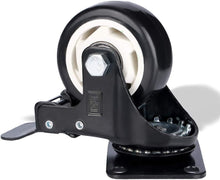 Load image into Gallery viewer, DSL 4 x 75mm PU Heavy Duty Double Bearing 2 Castor with 2 Braked Rubber Swivel Castor Wheel Trolley Furniture Caster 400KG Free Fitting