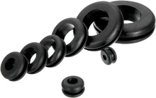 Load image into Gallery viewer, DSL Rubber Grommet Kit, 200pcs 18 Sizes Black Rubber Grommets for Holes Electrical Wire Gaskets Assortment for Cables, Wires, Hobs, Cars, Plugs, Electrical Conductor