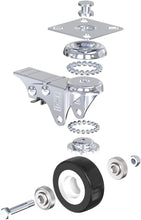 Load image into Gallery viewer, DSL Castor Wheels, Heavy Duty Castors 50mm, Caster Wheels Set of 4 Trolley Furniture Wheels - Double Bearing 2 Castor with 2 Braked Rubber up to 240KG + Free Fitting