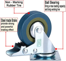 Load image into Gallery viewer, DSL 4 x Heavy Duty 75mm Swivel Castor Wheels Trolley Furniture Caster Brake with Free Bolt Fitting