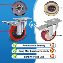 Load image into Gallery viewer, DSL 4 Double Bearing 700KG 100mm Rubber Swivel Castor Wheel Trolley Caster BOLT