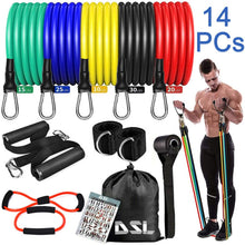 Load image into Gallery viewer, 14PCS Set Resistance Bands Workout Exercise Crossfit Fitness Yoga Training Tubes