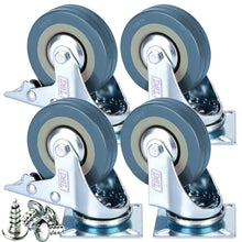 Load image into Gallery viewer, DSL 4 x Heavy Duty 50mm Rubber Swivel Castor Wheels Trolley Furniture Caster Brake