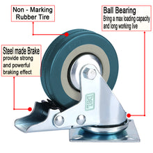 Load image into Gallery viewer, DSL 4 x Heavy Duty 50mm Rubber Swivel Castor Wheels Trolley Furniture Caster Brake