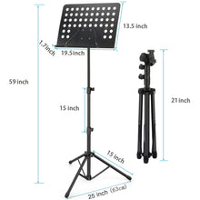 Load image into Gallery viewer, DSL Heavy Duty Orchestral Music Stand Folding Adjustable Sheet Stand Tripod Base