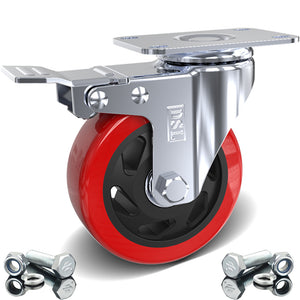 DSL 4 Double Bearing 700KG 100mm Rubber Swivel Castor Wheel Trolley Caster BOLT