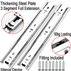 DSL Daily Supply Ltd. Pair of Double Fully Extension Ball Bearing Drawer Slide Runner Heavy Duty 60kg With Fitting Pair