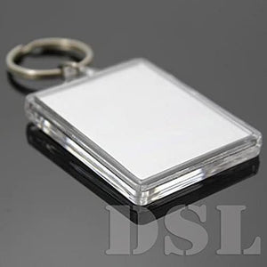 DSL Blank Photo Insert Keychains - 50x35mm - Translucent Clear Acrylic Key Rings for Double - Sided Photos - Small Picture Frames for Family, Friends, Gifts & Craft