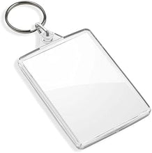 Load image into Gallery viewer, DSL Blank Photo Insert Keychains - 50x35mm - Translucent Clear Acrylic Key Rings for Double - Sided Photos - Small Picture Frames for Family, Friends, Gifts &amp; Craft
