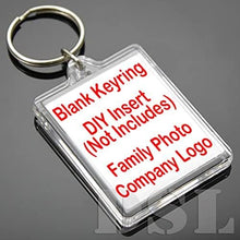 Load image into Gallery viewer, DSL Blank Photo Insert Keychains - 50x35mm - Translucent Clear Acrylic Key Rings for Double - Sided Photos - Small Picture Frames for Family, Friends, Gifts &amp; Craft
