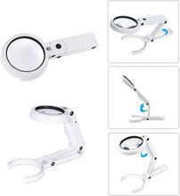 Load image into Gallery viewer, DSL Magnifying Glass with Light - Portable Illuminated Magnifying Glasses 5X, 11X Magnification Lens 8 LED Lighted USB Charge Magnifier with Desktop Hand-Held Folding 2 in 1 Upgrade Versio
