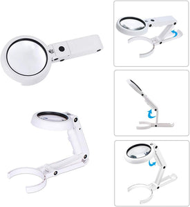 DSL Magnifying Glass with Light - Portable Illuminated Magnifying Glasses 5X, 11X Magnification Lens 8 LED Lighted USB Charge Magnifier with Desktop Hand-Held Folding 2 in 1 Upgrade Versio