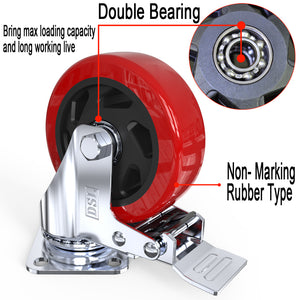 DSL 4 Double Bearing 700KG 100mm Rubber Swivel Castor Wheel Trolley Caster BOLT