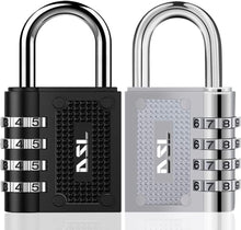 Load image into Gallery viewer, Combination Padlocks, DSL Pack of 2 Padlock with Code (4 Digits), Gym Padlock, School Locker Padlock, Combination Bike Lock, Waterproof Padlocks Outdoor for Shed, Cabinet, Tool Box
