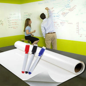 DSL Thick DIY Whiteboard Sticker 200cm x 60cm Self Adhesive Chalkboard Paper 23.6" x 78.7" Dry Wipe Wall Sticker Wall Paper with 3 Free Eraser Markers for School/Office/Home/Bar