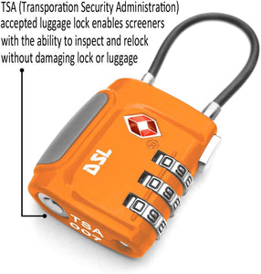 DSL 2 Packs TSA Padlock 3 Digit Security Combination Lock for Travel Luggage, Suitcases, Gym, School, Office Locker, Orange and Blue.