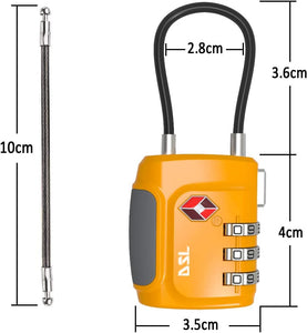 DSL 2 Packs TSA Padlock 3 Digit Security Combination Lock for Travel Luggage, Suitcases, Gym, School, Office Locker, Orange and Blue.