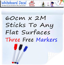 Load image into Gallery viewer, DSL Thick DIY Whiteboard Sticker 200cm x 60cm Self Adhesive Chalkboard Paper 23.6&quot; x 78.7&quot; Dry Wipe Wall Sticker Wall Paper with 3 Free Eraser Markers for School/Office/Home/Bar
