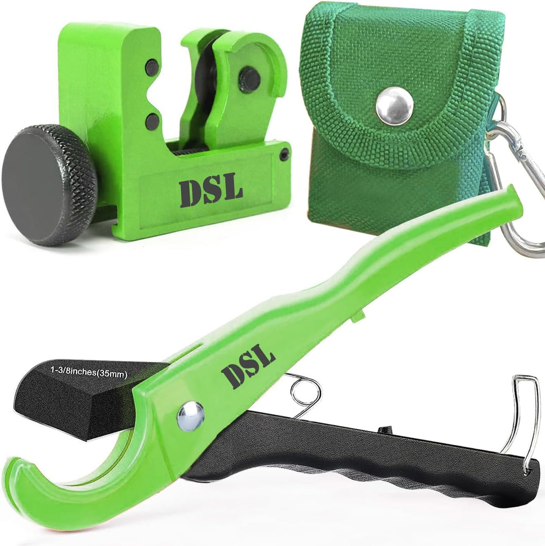 DSL Plastic Pipe Cutter and Mini Tube Cutter Twin Pack – Plastic Pipe Shear for Ø up to 42mm & Tube Cutter to Cut Copper, Brass, Aluminium and Thin-Walled Steel Pipes with Ø 3-22mm