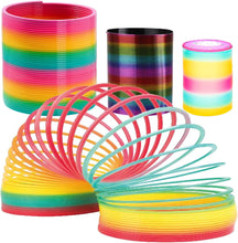 Load image into Gallery viewer, DSL Giant Slinky Toy Set of 3 Spring Toys for Kids - Jumbo Rainbow Slinky Medium Metallic Slinky and Small Slinky with lights - Fidget Toy, Birthday Present, Christmas Stocking Filler, Party Favour
