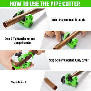 DSL Plastic Pipe Cutter and Mini Tube Cutter Twin Pack – Plastic Pipe Shear for Ø up to 42mm & Tube Cutter to Cut Copper, Brass, Aluminium and Thin-Walled Steel Pipes with Ø 3-22mm