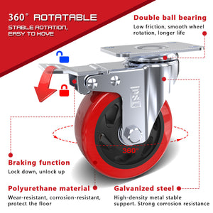 DSL 4 Double Bearing 700KG 100mm Rubber Swivel Castor Wheel Trolley Caster BOLT