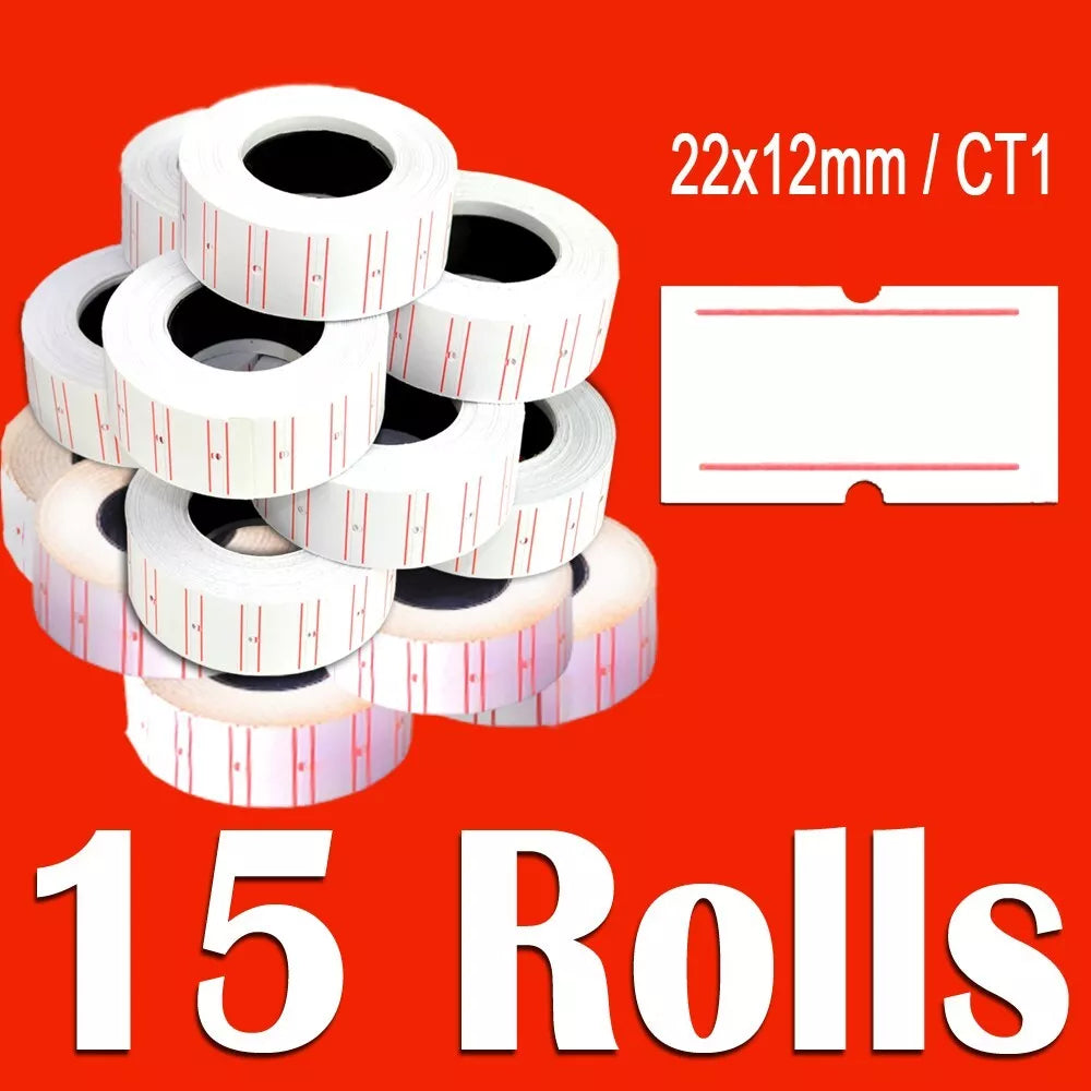 DSL 15 Rolls White Price Label MX5500 Price Tag Gun Labeling 22mm x 12mm / CT1