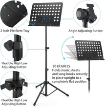 Load image into Gallery viewer, DSL Heavy Duty Orchestral Music Stand Folding Adjustable Sheet Stand Tripod Base
