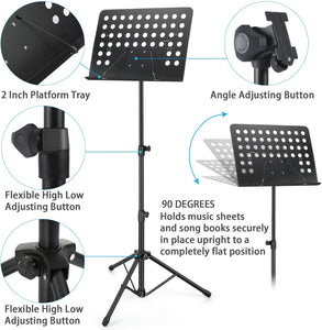 DSL Heavy Duty Orchestral Music Stand Folding Adjustable Sheet Stand Tripod Base