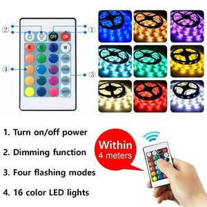 DSL 2 in 1 LED Strip Lights 5050 RGB Light Colour Changing Tape Cabinet TV USB Bluetooth