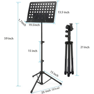 DSL Heavy Duty Orchestral Music Stand Folding Adjustable Sheet Stand Tripod Base